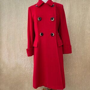Windsmoor Classic Red Double-Breasted Wool Cashmere Coat Size 10